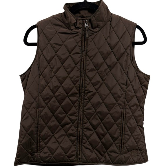 Vintage Jackets & Blazers - Vintage Fairway & Greene Women's Size Small Brown Quilted Golf Preppy Vest Korea